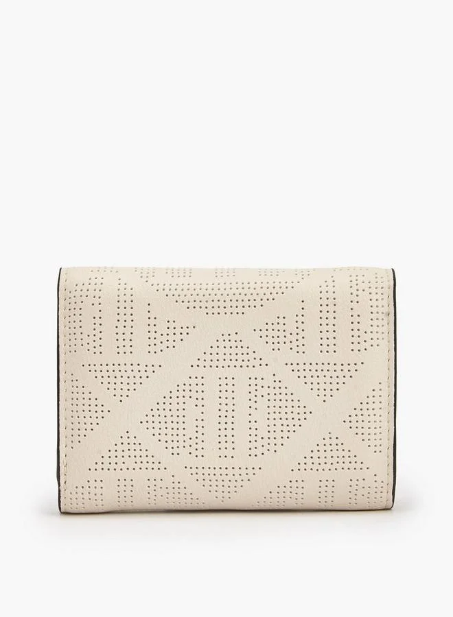 ايل Perforated Wallet with Snap Button Closure